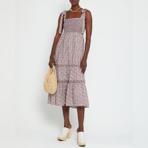 Anthropologie O.P.T. Cara Sundress Red Orange Micro Floral Size S NWOT